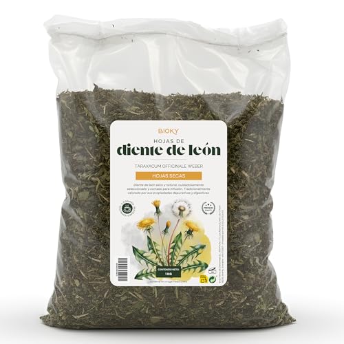 Bioky Diente de León 1kg – Planta Seca Natural para Infusión Detox y Bienestar Digestivo – Hierba 100% Pura a Granel – Infusiones Naturales Diuréticas +400 Tazas
