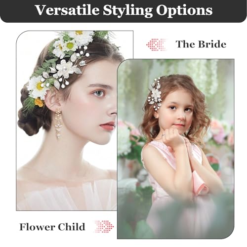 2 Piezas Pinzas para Cabello con Perlas y Flores miniatura 3
