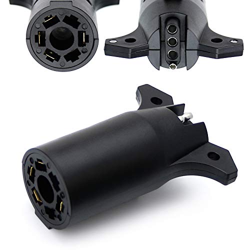 iJDMTOY 7-Blade Round to 4-Way Flat Conversion Adapter Connector Compatible with Truck Trailer RV Boat, etc