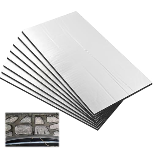 LAKPYN 8 Pièces Isolation Phonique Tapis Lnsonorisant pour Autocollant Isolation Phonique Voiture Tapis Lsolant, Insonorisant Voiture pour Étanche Lgnifuge (250 x 180 x 5 MM)