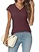 AUTOMET V Neck T Shirts for Women Spring Summer Fall Tops Teacher Work Business Dressy Casual Blouses Basic Tees Boho Fashion Wine Red L