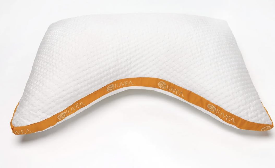 JUVEA® Curve — Natural Talalay Shredded Latex Curved Pillow for Side & Back Sleepers. Crescent Shaped for Neck & Shoulder Support