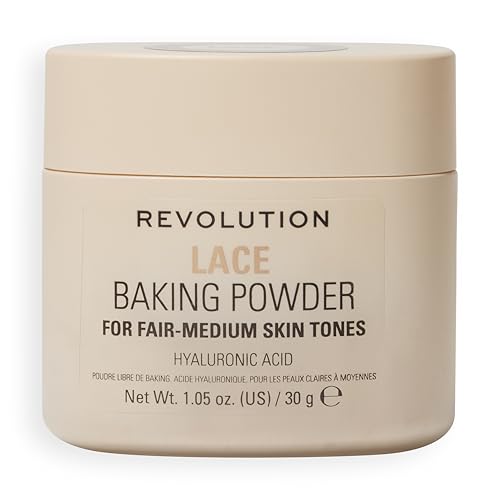 Revolution Loose Baking Powder – Poudre fixatrice de maquillage, fini lumineux, absorbe les...
