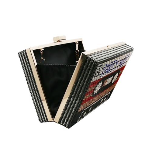 Women Retro Radio Tape-shape Rhinestone Clutch Purse Vintage Crystal Evening Handbag Party Cocktail Shoulder Bag - Image 6