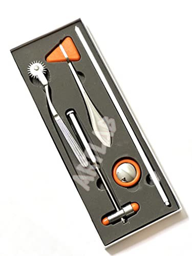 ArTLab-Neurological Percussion Set-Reflex Hammer Instrument Set, Includes Pinwheel, Babinski Hammer,Taylor Buck Hammer,Diagnostic Kit for Nurses,EMS,Students (Set of 5 Orange)