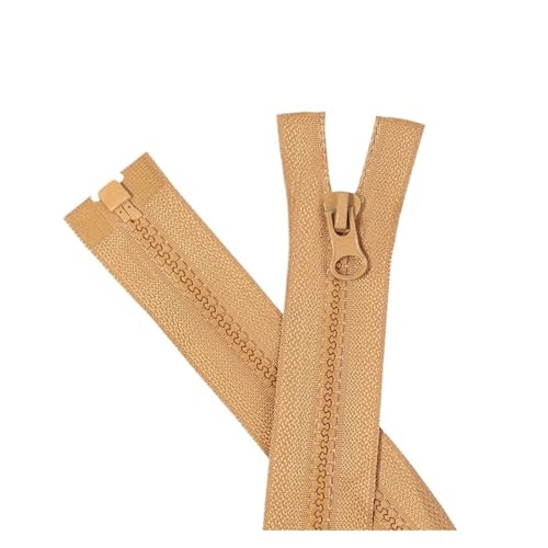 Fermeture éclair en plastique #5 kaki de 90 cm aux finitions soignées pour vêtement de créateur