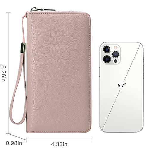 Goiacii Womens Wallet Rfid Blocking Leather Zip Around Wallet Large Capacity Long Purse Credit Card Clutch Wristlet #TOP3