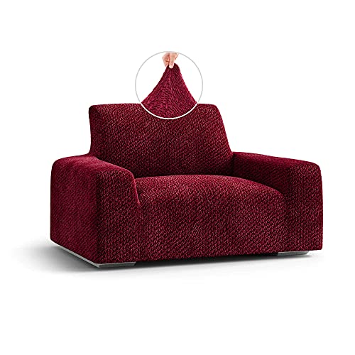 PAULATO BY GA.I.CO. Chair Cover - Armchair Cover - Armchair Slipcover - Soft Polyester Fabric Slipcover - 1-Piece Form Fit Stretch Stylish Furniture Protector - Velvet Collection - Burgundy (Chair)