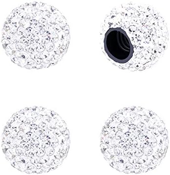 ZATAYE Tire Valve Stem Caps - 4 Pack Handmade Crystal Rhinestone Bling Universal Car SUV Truck Motorcycle Bicycle Tire Valve Dust Caps (Silver)