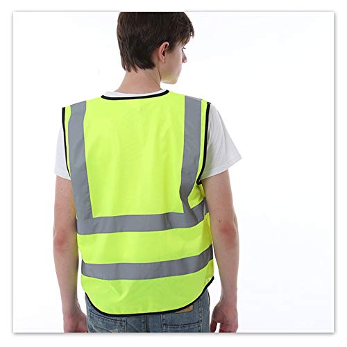 Cucudy Colete Coletes refletivos seguros com bolsos e zíper Colete de trabalho para homens e mulhere