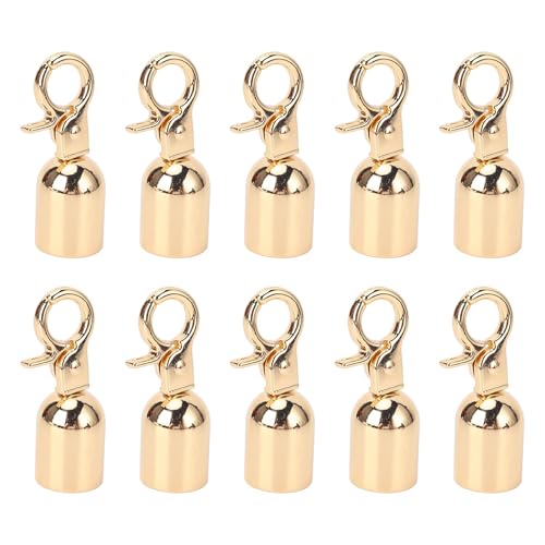 Cord Drum End Tip, Rugged Multifunctional Compact Metal Cord End 10 Sets Easy Installation Abrasion Proof for Bags (Gold)