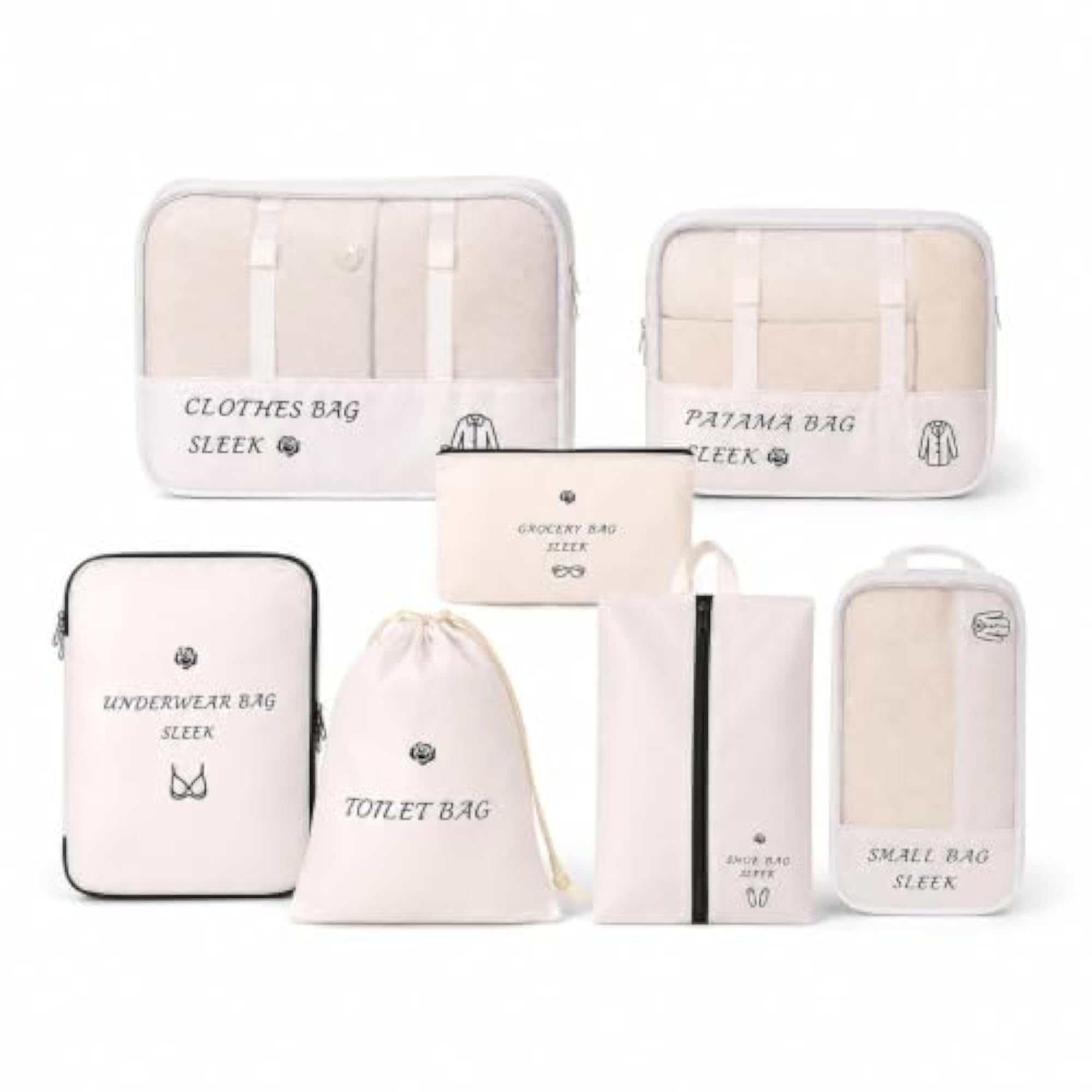 Travel Packing Cubes Set of 7 for Outdoor Trips