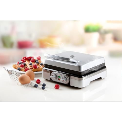 Domo DO9149W Doppel-Waffeleisen für 2 Waffeln, Silber