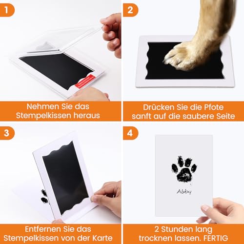 2 pcs Fußabdruck Baby Nabance Pfotenabdruck set Hund Katze mit 4 Karten Baby Fussabdruck set Baby Handabdruck Abdrücke Hundenasenabdruck Hundegeburtstag Geschenk für Hundebesitzer