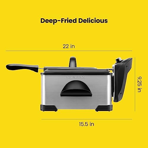 Chefman 4.3 Liter Deep Fryer with Basket for Home Use, XL Jumbo Size Fry Basket Strainer, Adjustable Temperature & Timer Fish Fryer, Chicken Fryer, French Fry Maker, Gifts for Cooks, Stainless Steel by Chefman - Image 7