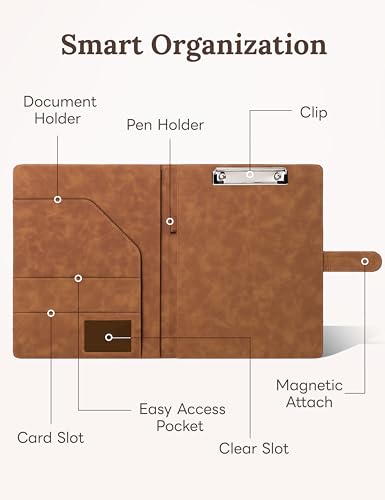 Image of Clipboard Folder Padfolio, Mymazn Writing Portfolio Faux Leather Clipboards with Cover for Legal Pad Holder Letter Size A4 8.5 x 11 for Business Conference Notepad Clip Boards
