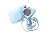 Mudder PU Leather Carrying Bag Case with Pocket for Fujifilm Instax Mini 8 Camera (Light Blue)