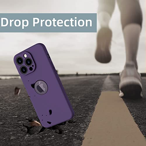 Image of VONZEE Shockproof Matte Flexible Back Cover for iPhone 14 Pro Max Case Liquid Silicon Square Pattern TPU Camera Protection Back Cover (6.7 Inch) - Deep Purple