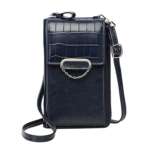 Genérico Moda Mujer Bolsa de Hombro cartera para mujer Moda Clásica y Práctica Elegante Con cremallera para Escuela, Oficina (Blue, One Size)