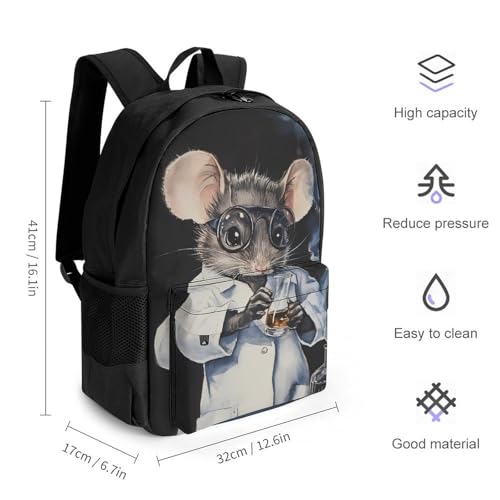 Lab Rat Travel Backpack Casual Daypack Shoulder Bag with Adjustable Shoulder Straps for Men Women2