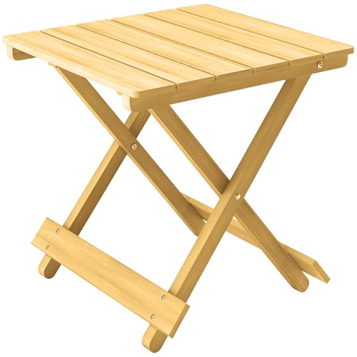 Outsunny Tavolino da Giardino Pieghevole in Legno di Abete, Tavolo da Esterno con Piano a Doghe per Salotto, Balcone e Terrazza, 40x43x40 cm, Legno Naturale