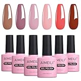 AIMEILI Valentine's Day Gel Nail Polish Set, Natural Skin Tone Nude Pink Color Gel Polish Soak Off Nail Gel Kit Gifts for Mother's Day Set Of 6pcs X 10ml - Kit Set 30