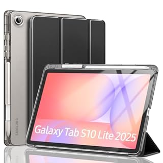 MoKo Custodia per Samsung Galaxy Tab S10 Lite 10,9" 2025 SM-X400/SM-X406B con Portastilo S,Protettiva Trifold Sottile e Leggera con Posteriore Traslucida in PC Rigido,Auto Wake/Sleep, Nero