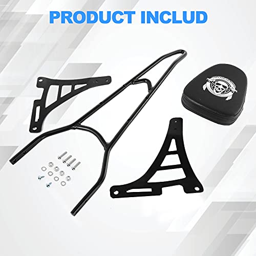 Oxmart Motorcycle Rear Passenger Seat Detachable Backrest Sissy Bar With Cushion Pad Fit For 2004-Up Harley Davidson Xlh883 Xl883C Xl883R Xlh1200 Sportster (Black) #TOP7