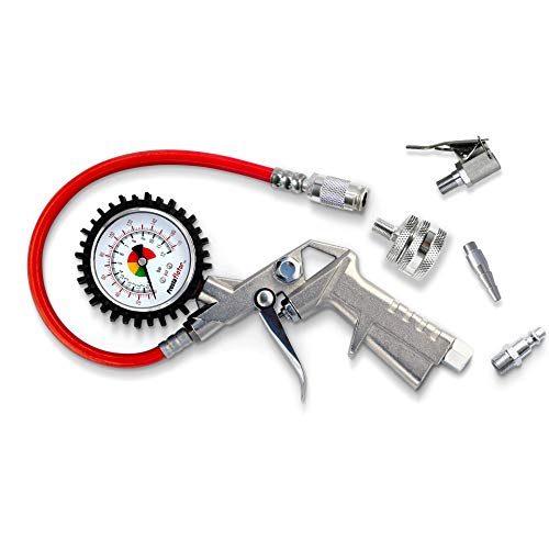 Prestacycle - Prestaflator Pro Road Bike Tire Inflator with Analog Pressure Gauge - Presta and Schrader Valve Compatibility - Rapid Pump for Tubeless & Automotive Tires - Handheld Air Compressor Tool