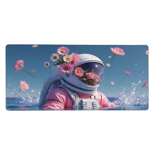 Tapis de souris de jeu imprimé fleurs roses avec bords cousus
