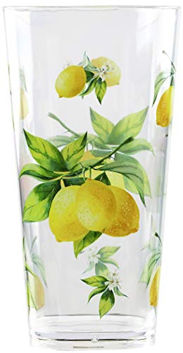 Calypso Basics Fresh Lemons By Reston Lloyd, 19Oz Acrylic Ice Tea Drinkware, Set Of 6, White, Lemon, Green #TOP1