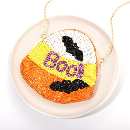 NLCAC Halloween Purse Beaded Hocus Pocus BOO Bats Crossbody Bag Novelty Shoulder Bag Halloween Gifts for Girls Women3