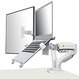 NB North Bayou Laptop Mount with Adjustable Tray for 10-17”Notebook, Full Motion Arm with VESA Plate for 17-30”Monitor,Clamp-on Grommet Mounting F160-FP (White)