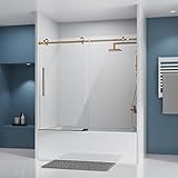 DELAVIN 56-60" W x 59" H Frameless Sliding Tub Door, Shower Door, Bypass Bathtub Door, Tub Shower Do