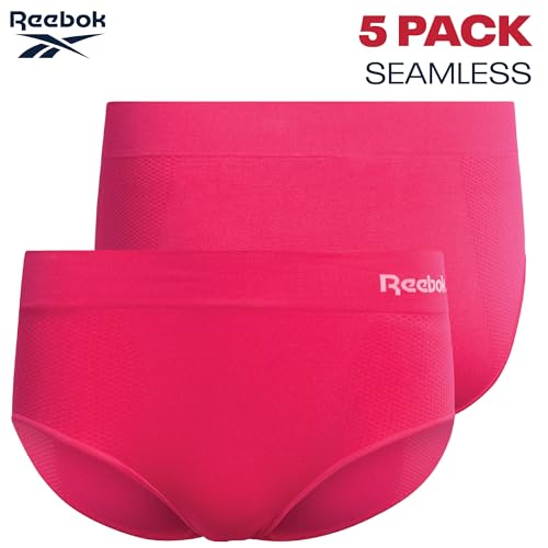 Image of Reebok Womens Hipster Panties 5 Pack Soft Stretch Underwear for Women | Moisture wicking hipster briefs with a tagless relaxed waistband Soft stretch fabric with a smooth, barely-there fit all day.