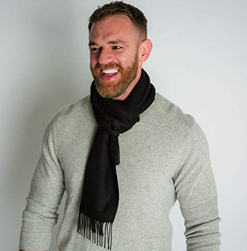 Surhilo Villa Maria Baby Alpaca Knit Scarf - Black - Winter Luxury Neck Warmer for Women, Men & Kids