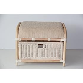 Krit Handmade Rattan Wicker Ottoman Footstool Pouf Stool w/Basket w/Cushion Color White Wash 41UNG8Oru3L. SS280