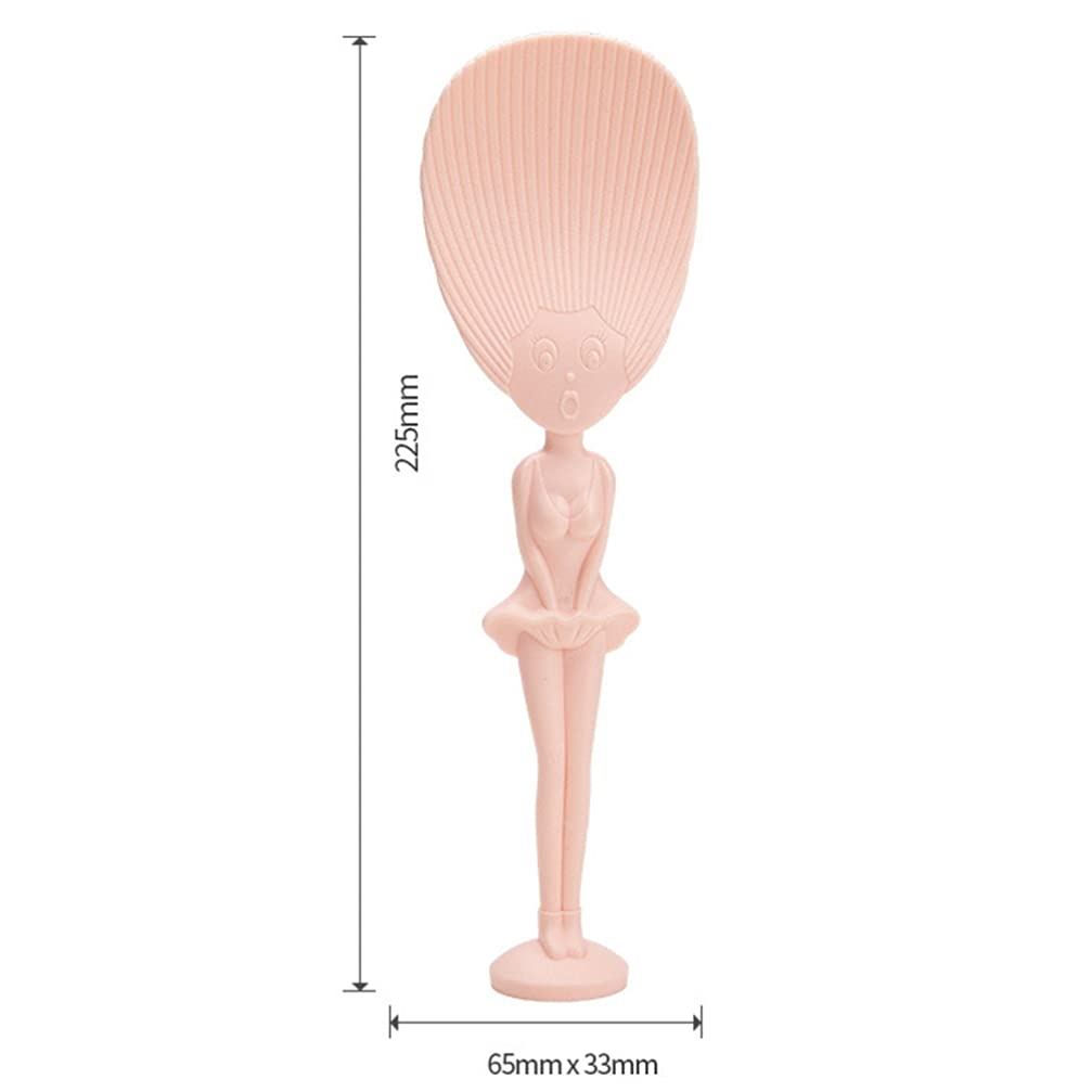 Cabilock Rice Paddle 2PCS Plastic Rice Spoon with Funny Handle Dancing Girl Figurine Non Stick Rice Scoop Standing Novelty for Chinese Japanese Rice Serving Cooking Paddle Rice Holder