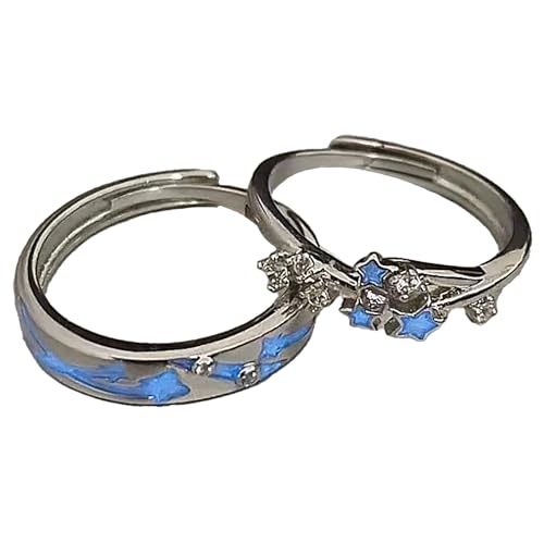 Blue-Glow-Star-Promise-Matching-Rings-for-Couples-Rings-for-Him-and-Her-Set-Friends-Silver-Diamond-Wedding-Cute-Adjustable-Dainty