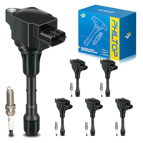 Image of PHILTOP UF617 Ignition Coil Pack and Iridium Spark Plugs Kit Fits for INFINITI 2008-2013 G37, 2014-2015 Q50 3.7L, 2014-2017 QX50, 2011-2013 M37, 2014-2017 QX70 3.7L, Nissan 2009-2020 370Z, 6PCS