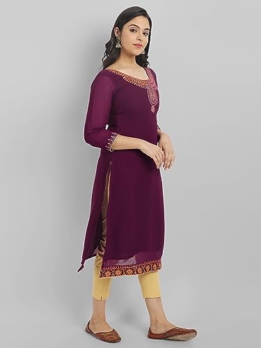 Image of Femvy Designer Georgette Embroidred Kurti for Women 82