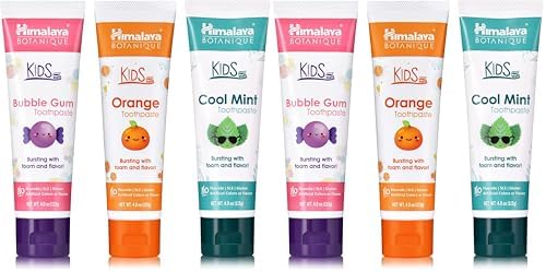 Himalaya Botanique Kids Toothpaste, Herbal, Cool Mint, Bubble Gum...