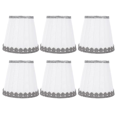 Lot 6 Abat - jours Mini Tissu Lin 45 Cm, Clip On, Blanc, Pas Cher...