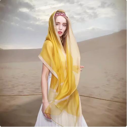 HURESON Lightweight Silk Scarf Shawl Elegant Soft Shawls and Wraps for Evening Dresses Yellow glitter Scarves for Women for All Seasons3