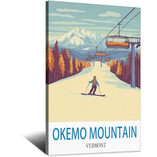 Poster vintage Okemo Mountain Vermont 50 x 75 cm, impression murale d'art