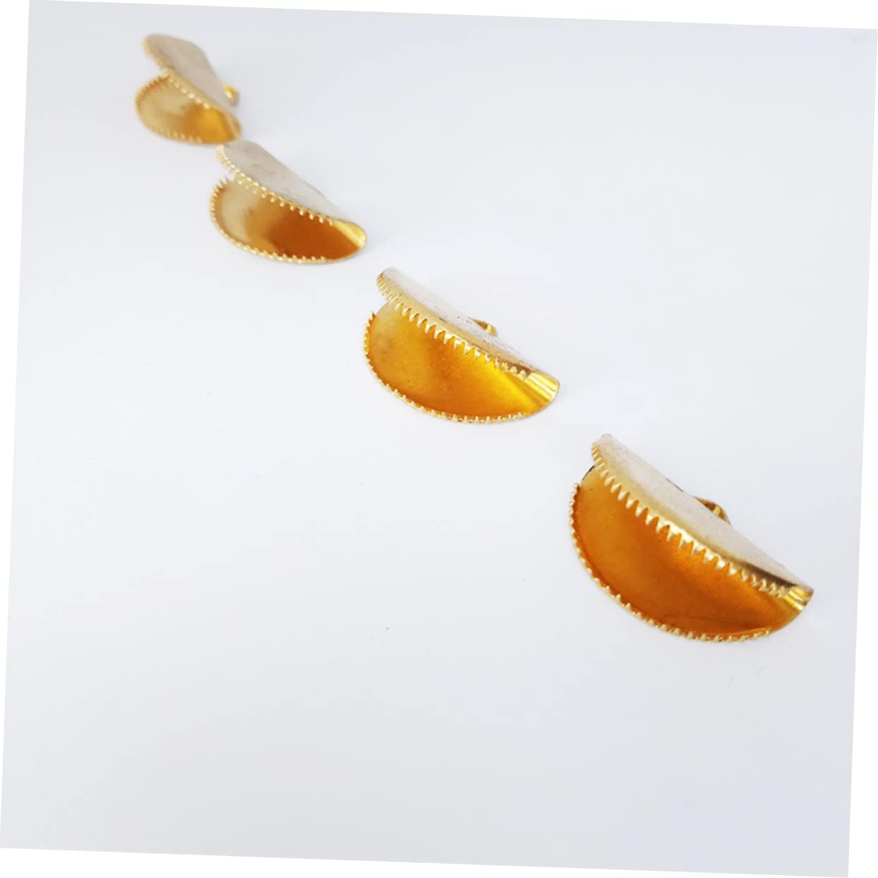 60 Pack 20mm Semicircle Fastener Clasps for Jewelry Making Textured Crimp End Clamps Petal Fringe Clips DIY Accessories (Buckle)