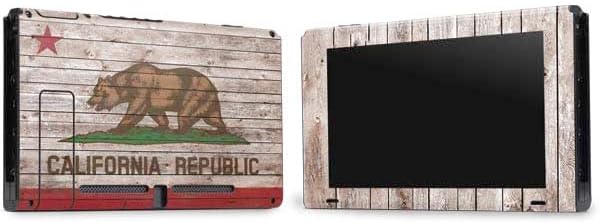 Skinit Decal Gaming Skin Compatible with Nintendo Switch Bundle - California Flag Dark Wood Design