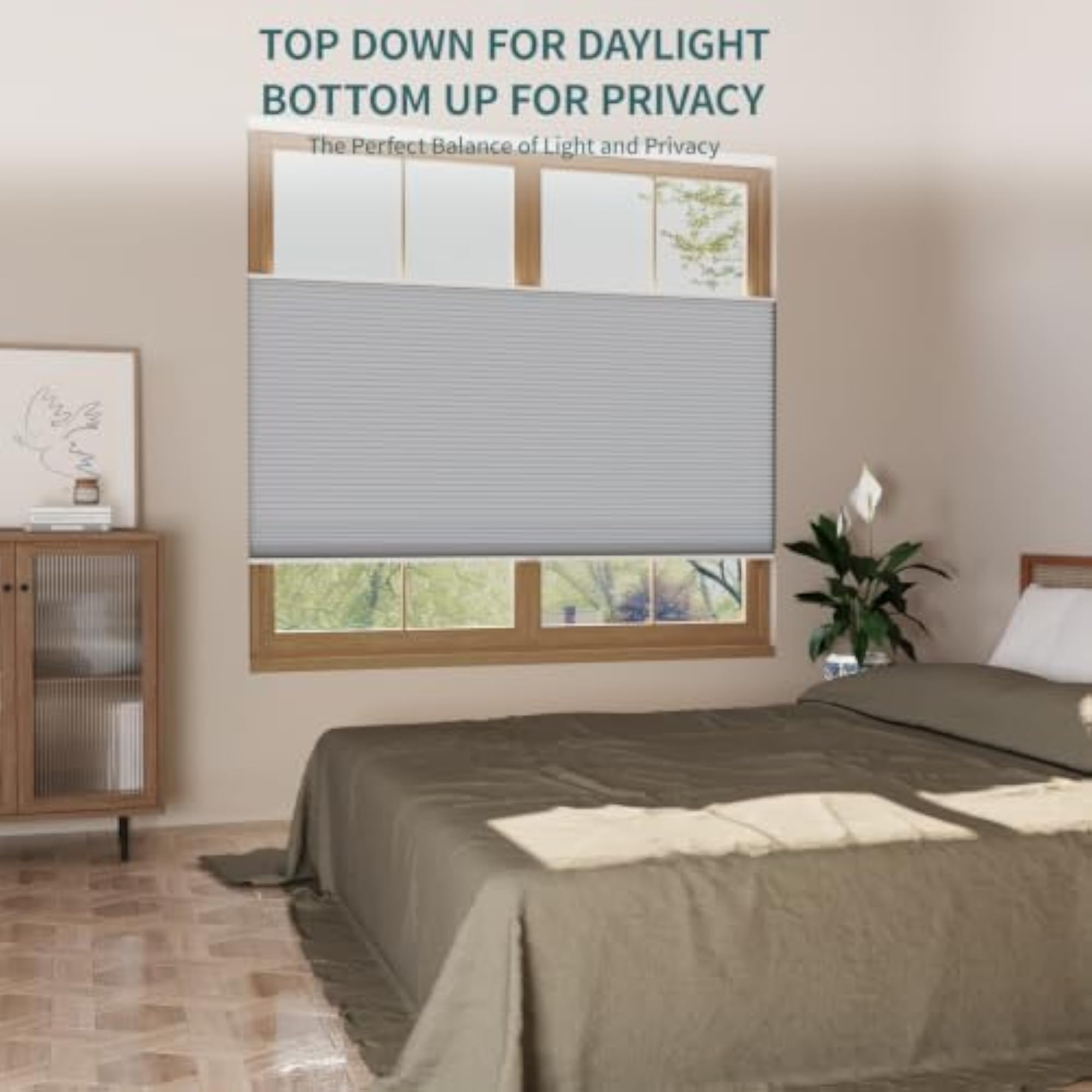 Top Down Bottom Up Shades Cordless Cellular Shades Blackout Blinds for Windows