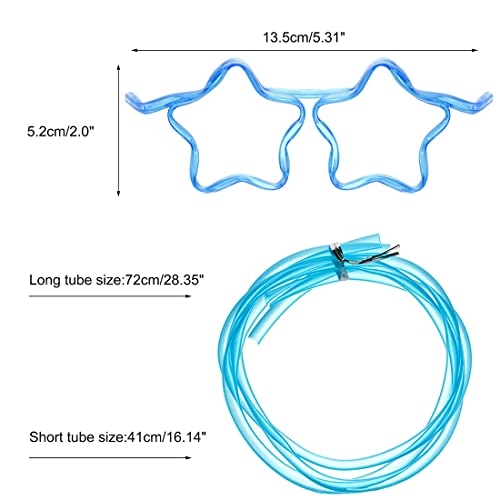 Image of Funny Silly Straw Glasses Star & Heart-Shaped Eyeglasses Straws Crazy Fun Loop Straws Novelty Drinking Glasses Straw for Annual Meeting, Fun Parties, Birthday, Assorted Colors 5 Pieces