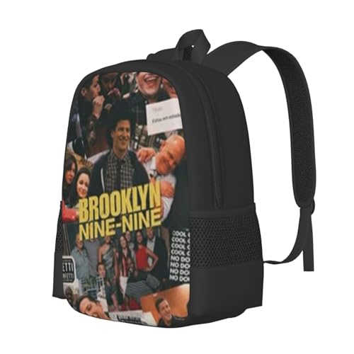 B-rooklyn Nine-Nine Simple Large Capacity Backpack, The Whole Bag Design Is Stylish, Light, Casual And Simple Black2
